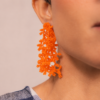 Brinco Alga Laranja - Brinco de Miçanga em Formato de Coral e Alga