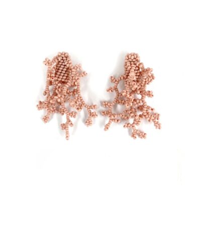 Brinco Baby Alga Rosê - Brinco de Miçanga em Formato de Coral e Alga