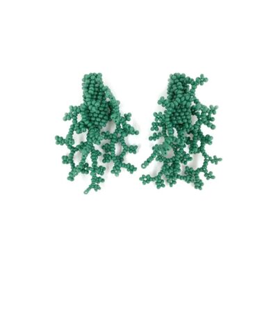 Brinco Baby Alga Verde - Brinco de Miçanga em Formato de Coral e Alga