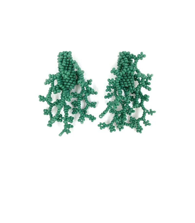 Brinco Baby Alga Verde - Brinco de Miçanga em Formato de Coral e Alga