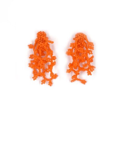 Brinco Baby Alga Laranja - Brinco de Miçanga em Formato de Coral e Alga