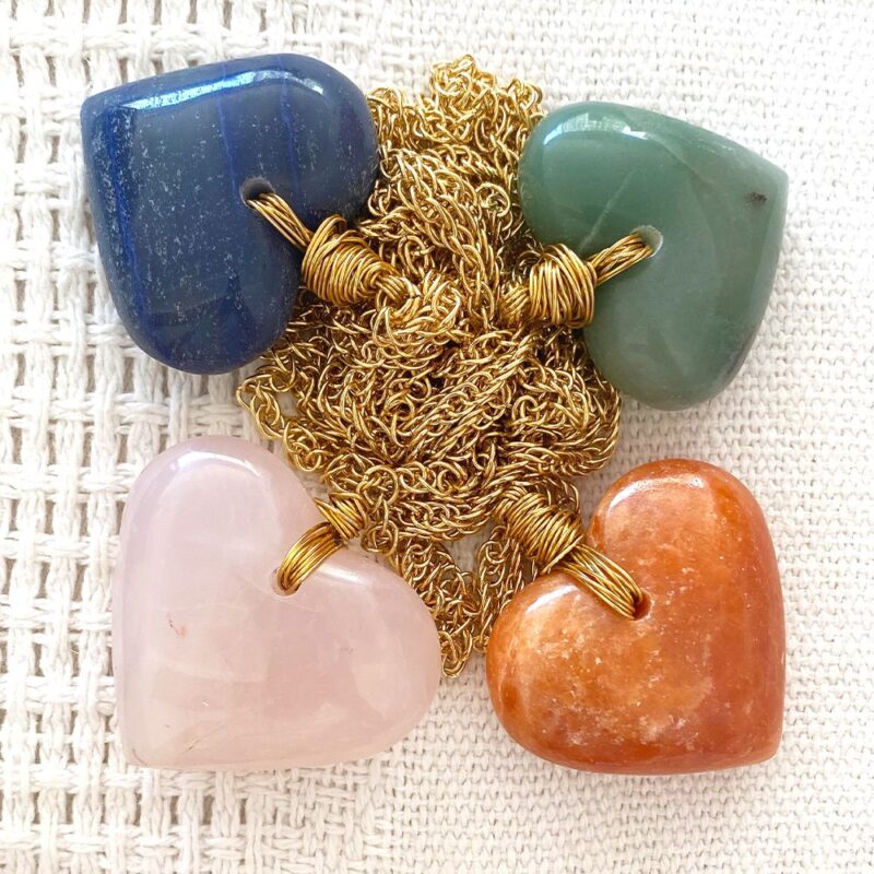 Colar Amor Quartzo Rosa - colar de coração de pedra ou cristal - Imagem 4