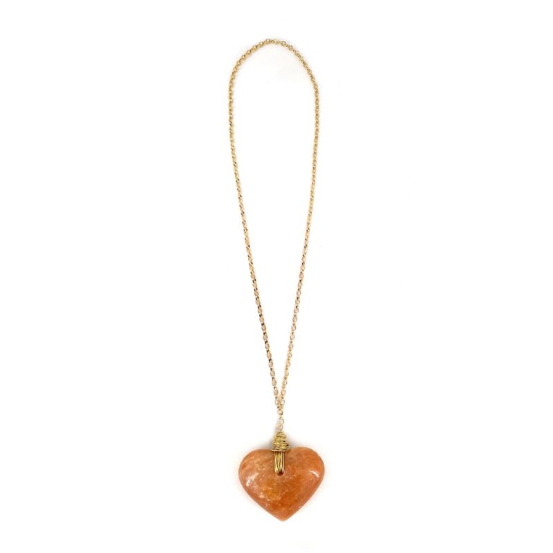 Colar Amor Calcita Laranja - colar de coração de pedra ou cristal - Imagem 3