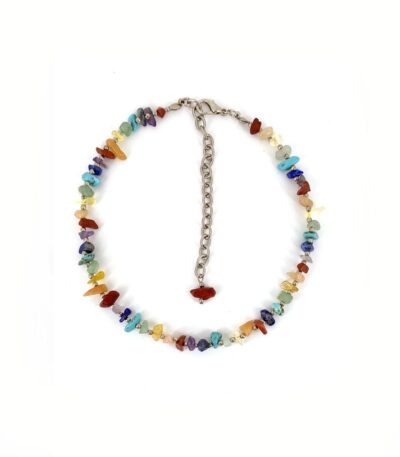 Choker Chakra Prata - colar em pedras naturais coloridas