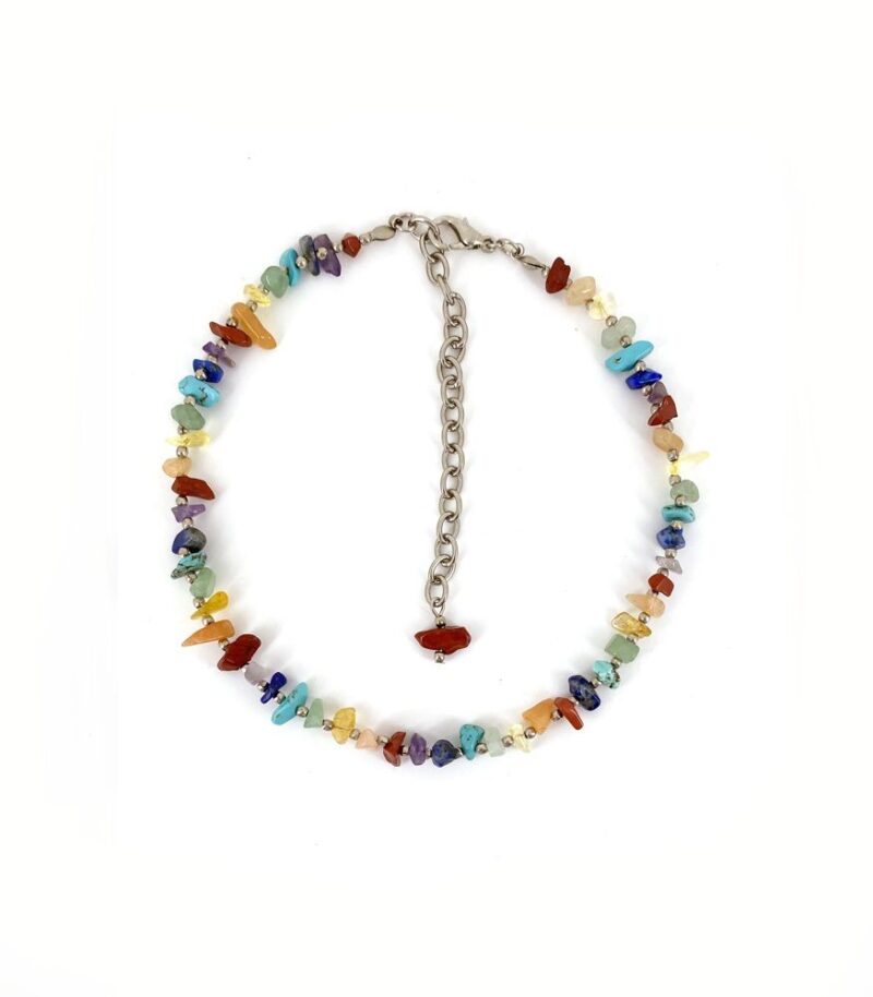 Choker Chakra Prata - colar em pedras naturais coloridas