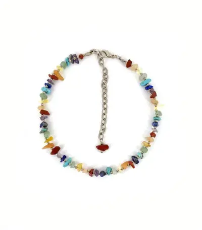 Alternative view of Choker Chakra Prata - colar em pedras naturais coloridas