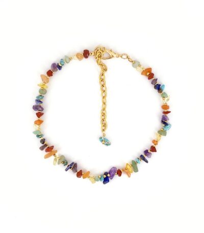Choker Chakra Ouro - colar em pedras naturais coloridas