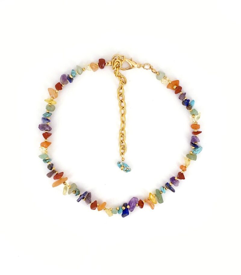 Choker Chakra Ouro - colar em pedras naturais coloridas