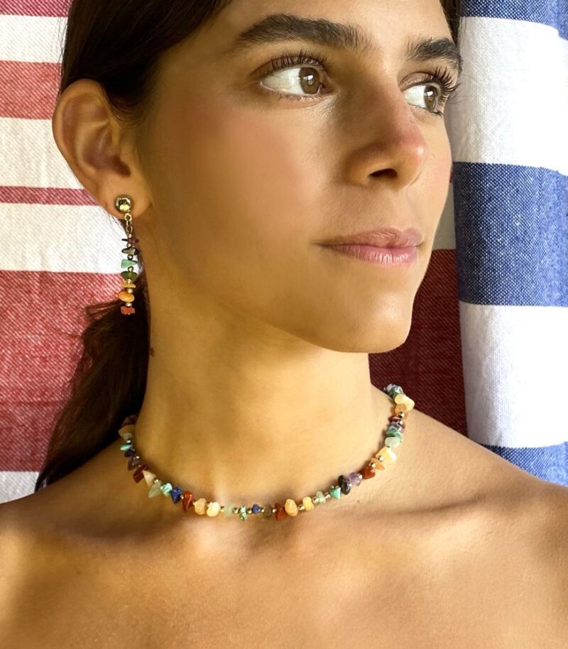 Choker Chakra Ouro - colar em pedras naturais coloridas - Imagem 2
