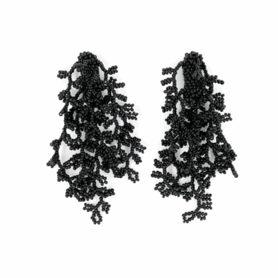 Brinco Alga Preto - Brinco de Miçanga em Formato de Coral e Alga