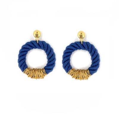 Brinco Corda Marinho - brinco argola de corda e metal dourado
