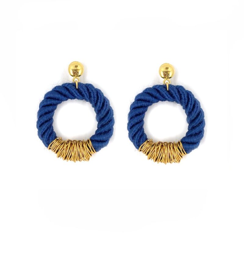 Brinco Corda Marinho - brinco argola de corda e metal dourado
