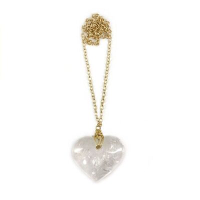 Colar Amor Cristal - colar de coração de pedra ou cristal