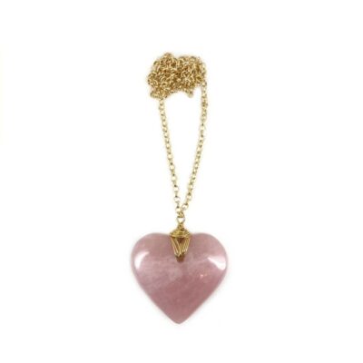 Colar Amor Quartzo Rosa - colar de coração de pedra ou cristal
