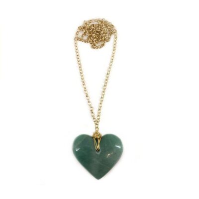 Colar Amor Quartzo Verde - colar de coração de pedra ou cristal