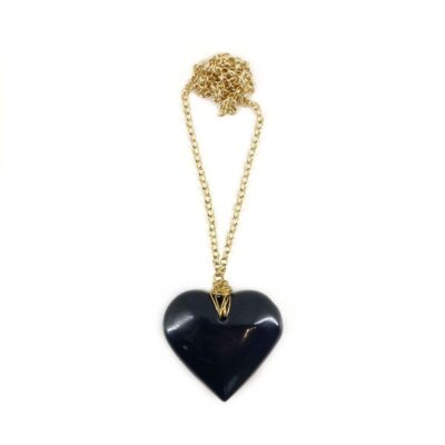 Colar Amor Obsidiana - colar de coração de pedra ou cristal