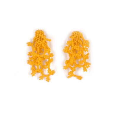 Brinco Baby Alga Amarelo - Brinco de Miçanga em Formato de Coral e Alga