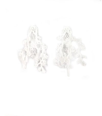 Brinco Baby Alga Branco - Brinco de Miçanga em Formato de Coral e Alga