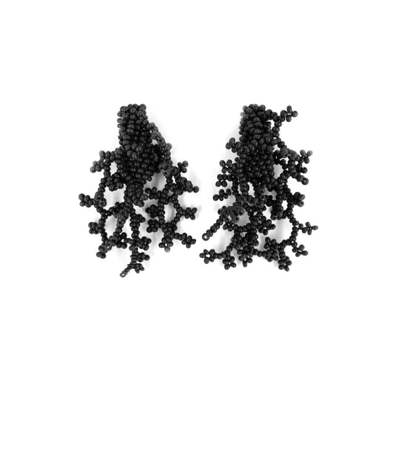 Brinco Baby Alga Preto - Brinco de Miçanga em Formato de Coral e Alga