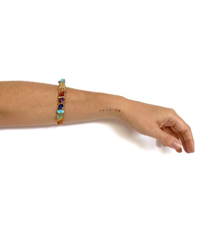 Pulseira Chakra Prata - pulseira prateada com pedras naturais coloridas - Imagem 2
