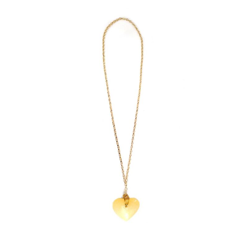 Colar Amor Calcita Amarela - colar de coração de pedra ou cristal - Imagem 3