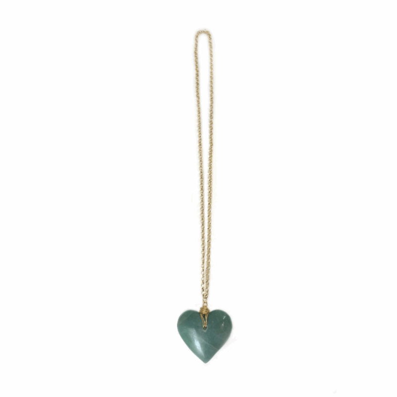 Colar Amor Quartzo Verde - colar de coração de pedra ou cristal - Imagem 2