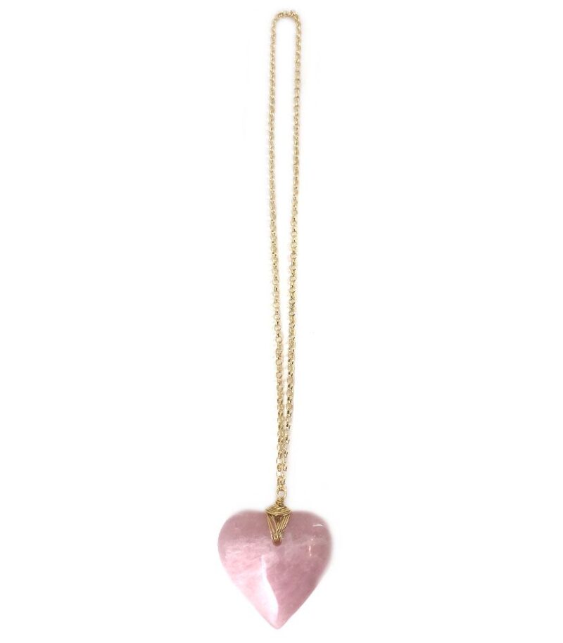Colar Amor Quartzo Rosa - colar de coração de pedra ou cristal - Imagem 3