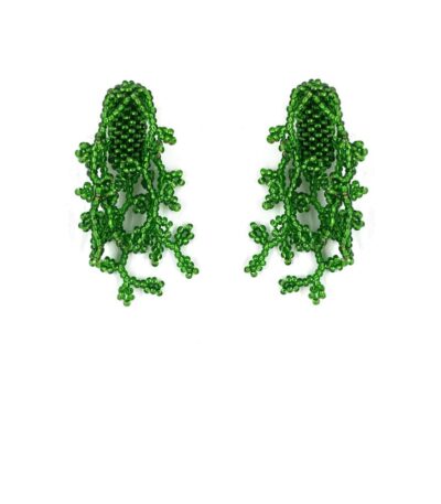Brinco Baby Alga Brilho Verde - Brinco de Miçanga em Formato de Coral e Alga