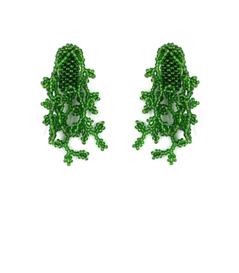 Brinco Baby Alga Brilho Verde - Brinco de Miçanga em Formato de Coral e Alga