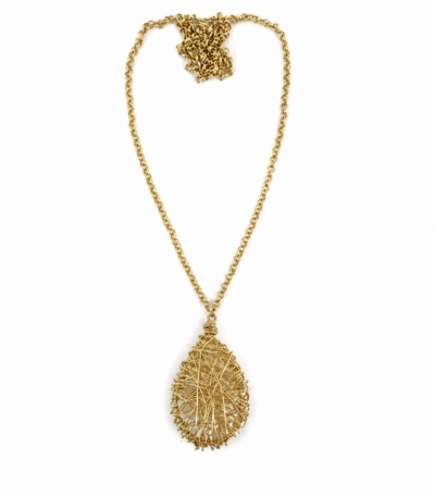 Colar Gota - colar aramado em metal dourado tipo teia