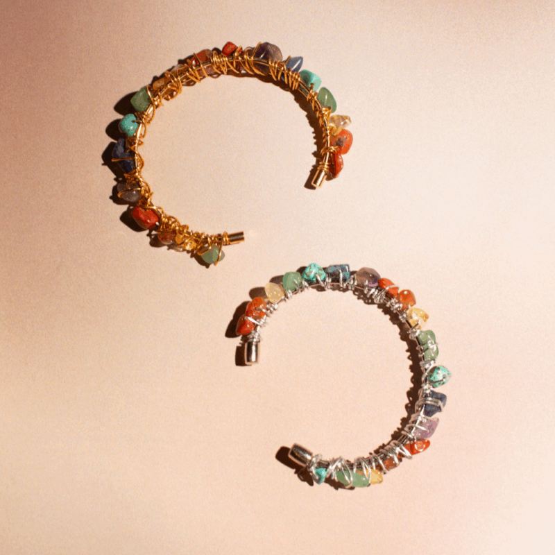 Pulseira Chakra Prata - pulseira prateada com pedras naturais coloridas - Imagem 6