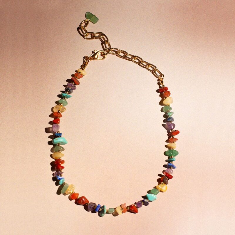 Choker Chakra Ouro - colar em pedras naturais coloridas - Imagem 3