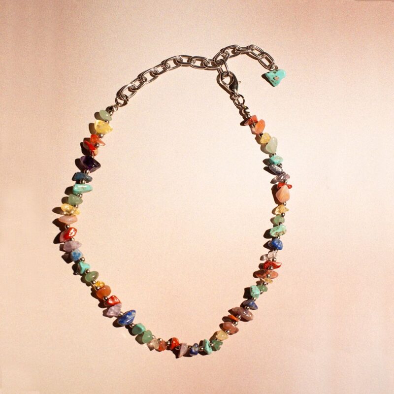 Choker Chakra Prata - colar em pedras naturais coloridas - Imagem 4