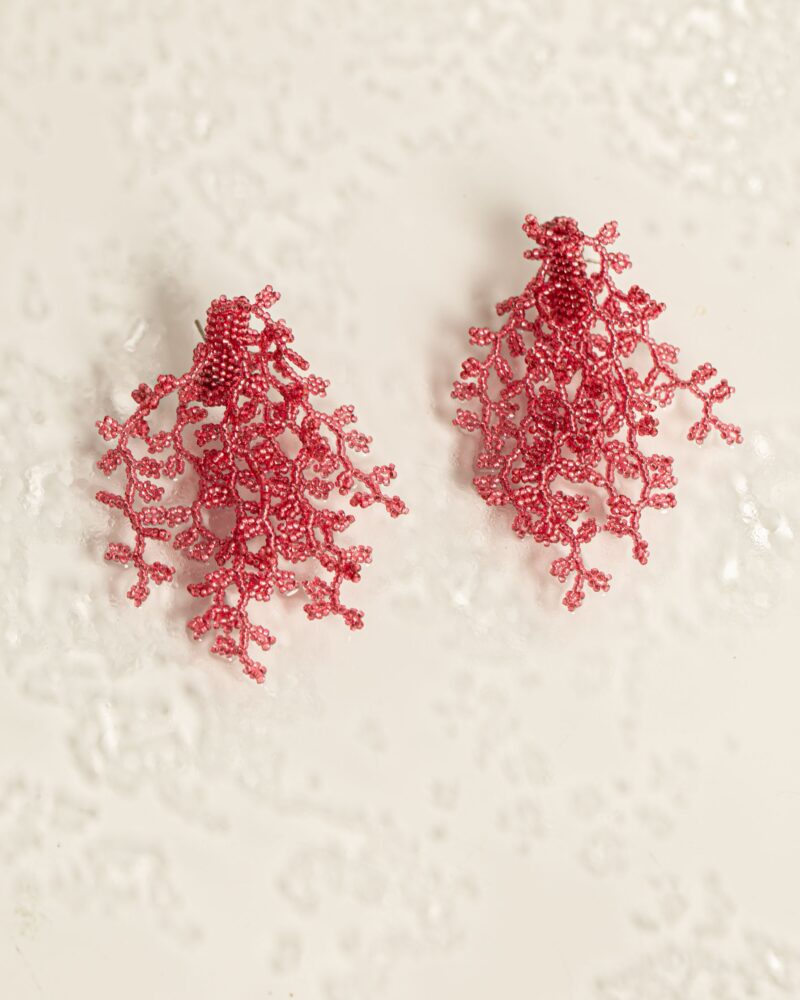 Brinco Alga Pink - Brinco de Miçanga em Formato de Coral e Alga - Imagem 7