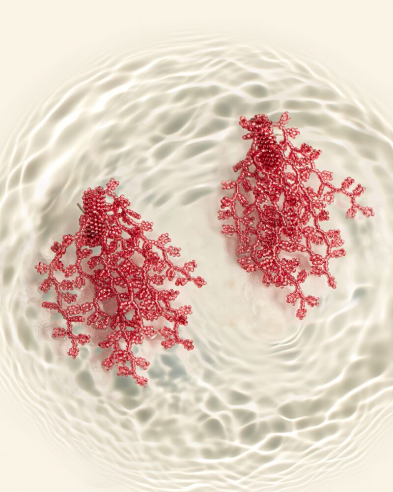 Brinco Alga Pink - Brinco de Miçanga em Formato de Coral e Alga - Imagem 5