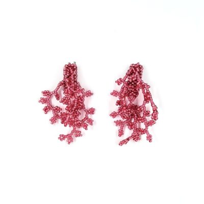 Brinco Baby Alga Pink - Brinco de Miçanga em Formato de Coral e Alga