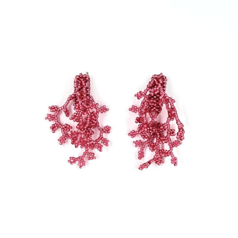 Brinco Baby Alga Pink - Brinco de Miçanga em Formato de Coral e Alga