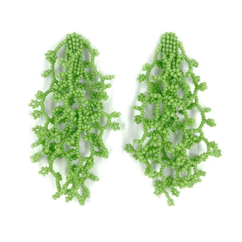 Brinco Alga Abacate - Brinco de Miçanga em Formato de Coral e Alga