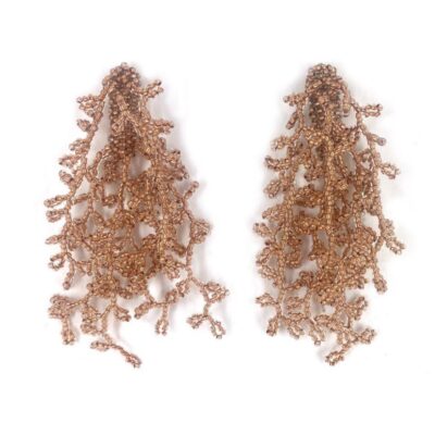 Brinco Alga Cobre - Brinco de Miçanga em Formato de Coral e Alga