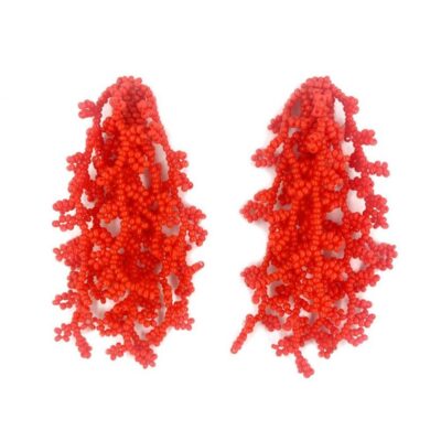 Brinco Alga Coral - Brinco de Miçanga em Formato de Coral e Alga
