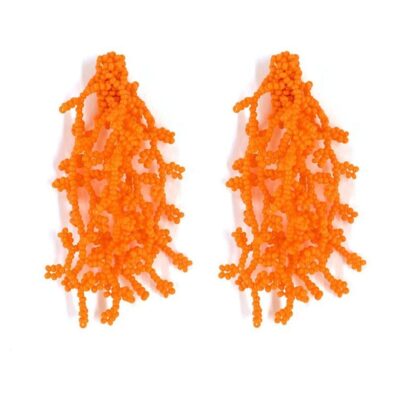 Brinco Alga Laranja - Brinco de Miçanga em Formato de Coral e Alga
