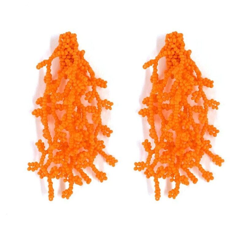 Brinco Alga Laranja - Brinco de Miçanga em Formato de Coral e Alga