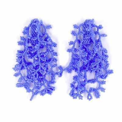 Brinco Alga Lavanda - Brinco de Miçanga em Formato de Coral e Alga