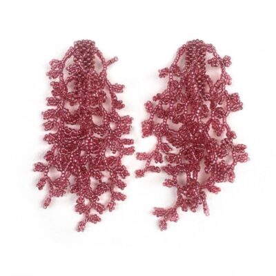 Brinco Alga Pink - Brinco de Miçanga em Formato de Coral e Alga
