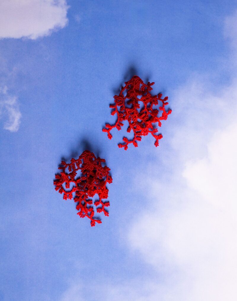 Brinco Alga Degradê Vermelho - Brinco de Miçanga em Formato de Coral e Alga - Imagem 6