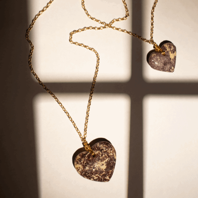 Colar Amor Lepidolita - colar de coração de pedra ou cristal - Imagem 4