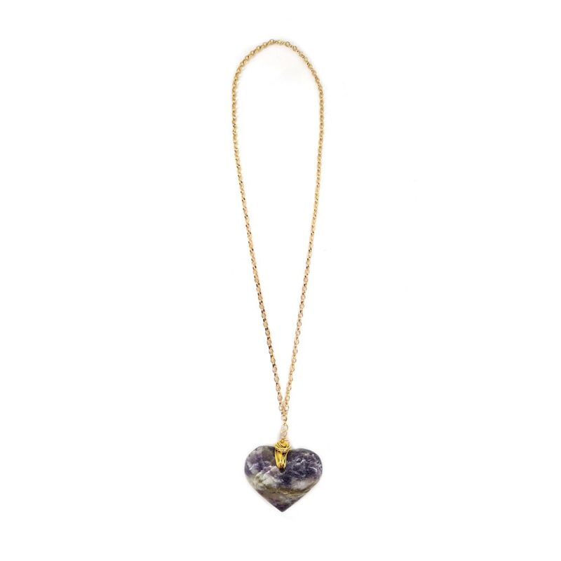 Colar Amor Lepidolita - colar de coração de pedra ou cristal - Imagem 3