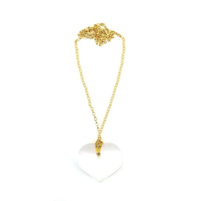 Colar Amor Selenita - colar de coração de pedra ou cristal