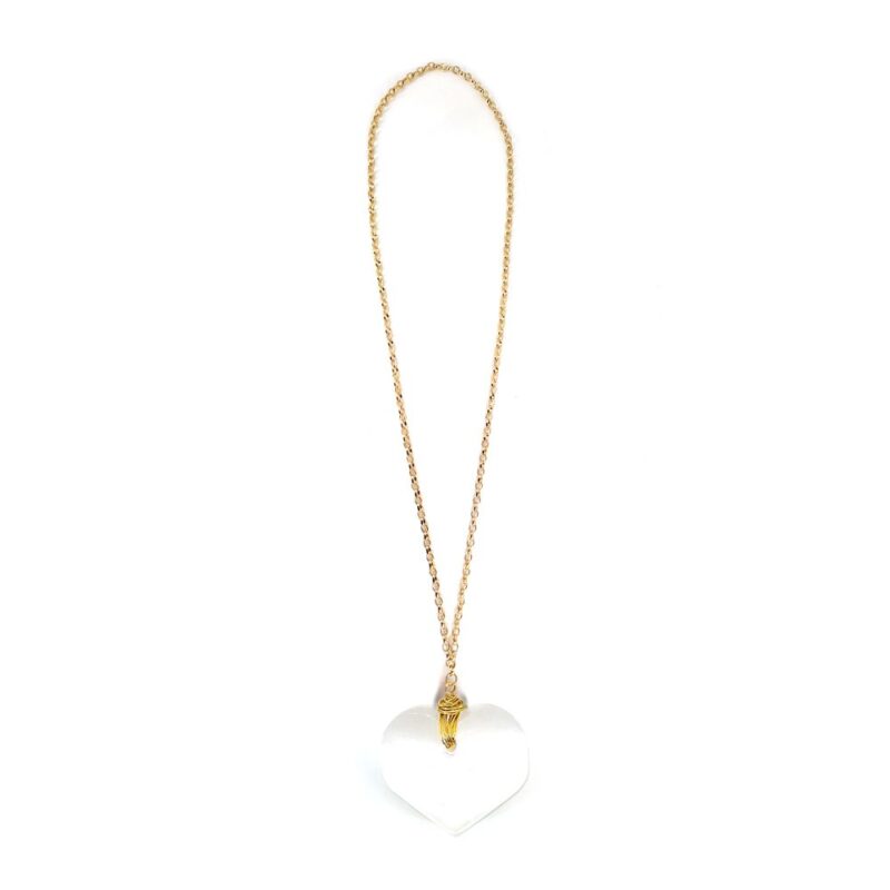 Colar Amor Selenita - colar de coração de pedra ou cristal - Imagem 3