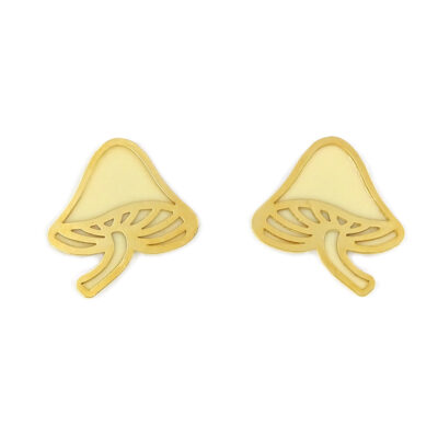 Brinco al funghi - Brinco de cogumelo em acrílico cru e metal dourado sem